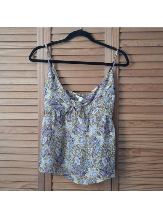 Ella Moss Tops - Ella Moss NWT Yellow Brown Blue Floral Print Adjustable Spaghetti Strap Top S
